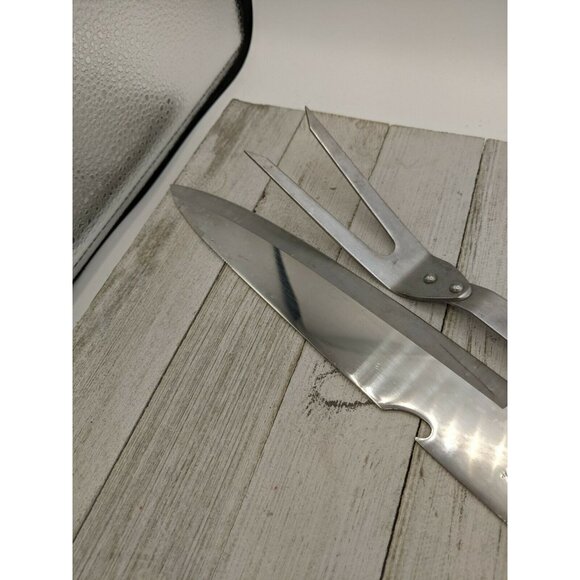 Vintage Set 2 Vernco Stainless Steel Carving Knife Fork Set Large 13" & 16" - Picture 5 of 8